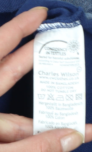 Charles Wilson Mens Blue Cotton Button-Down Collar Polo Shirt L