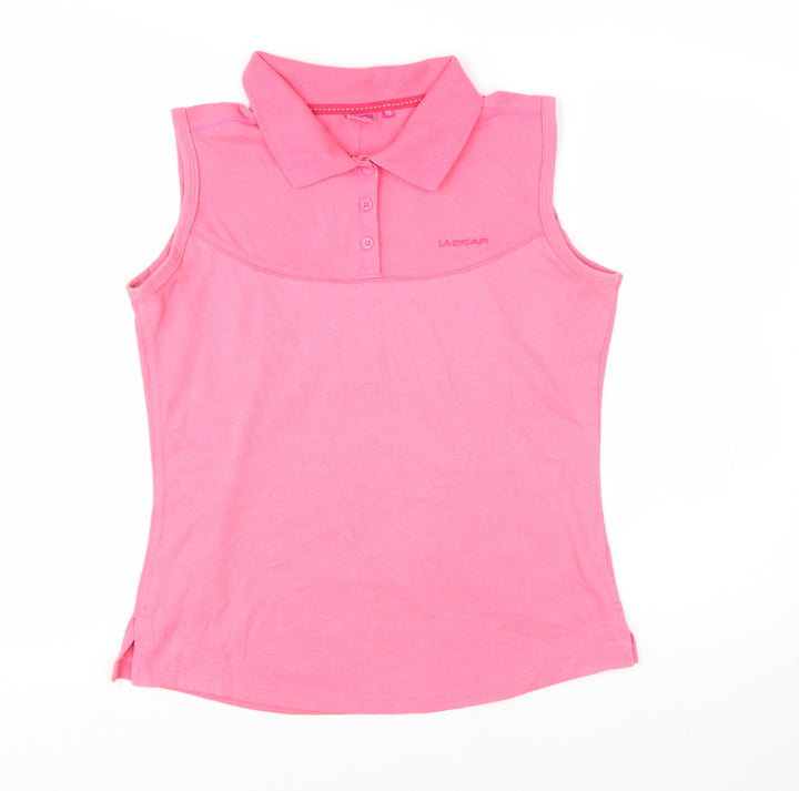 LA Gear Women's Pink Sleeveless Polo Shirt Size 16