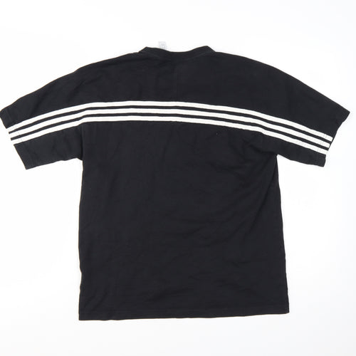 Adidas Mens Black Striped Short Sleeve Crew Neck T-Shirt Size S