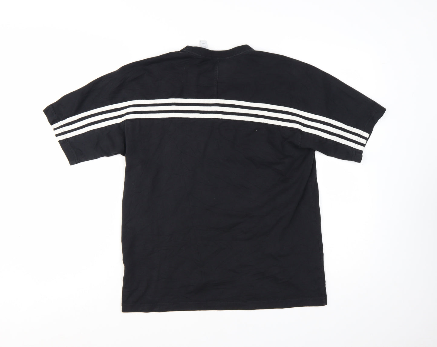 Adidas Mens Black Striped Short Sleeve Crew Neck T-Shirt Size S