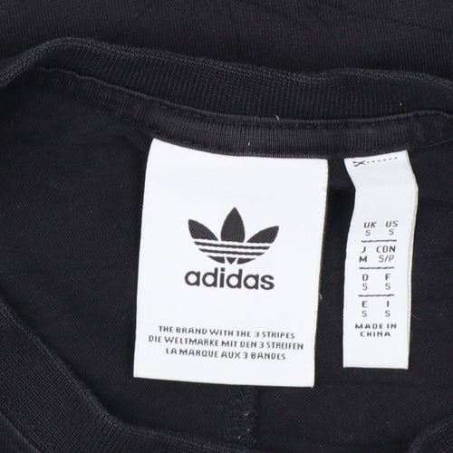 Adidas Mens Black Striped Short Sleeve Crew Neck T-Shirt Size S