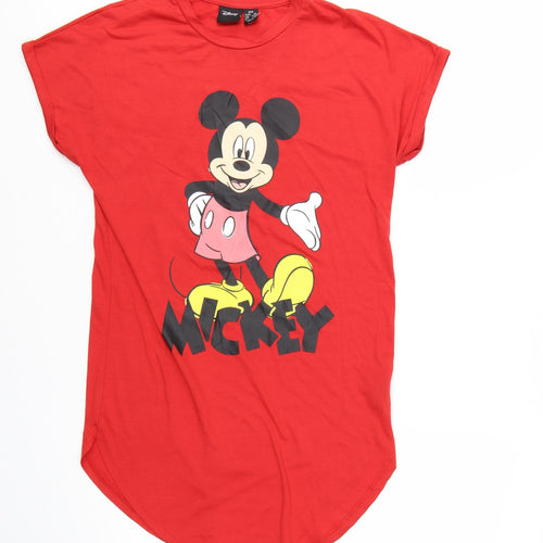 Primark Disney Women's Red Mickey Mouse T-Shirt Nightshirt 2XS