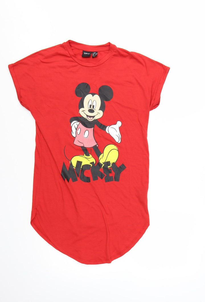 Primark Disney Women's Red Mickey Mouse T-Shirt Nightshirt 2XS