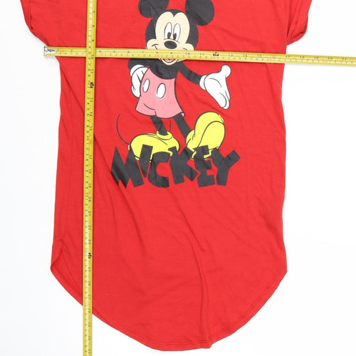 Primark Disney Women's Red Mickey Mouse T-Shirt Nightshirt 2XS