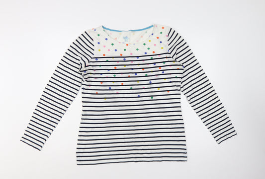 Boden Women's Multicoloured Stripe Spot Long Sleeve Cotton T-Shirt Size 16