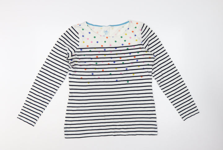 Boden Women's Multicoloured Stripe Spot Long Sleeve Cotton T-Shirt Size 16