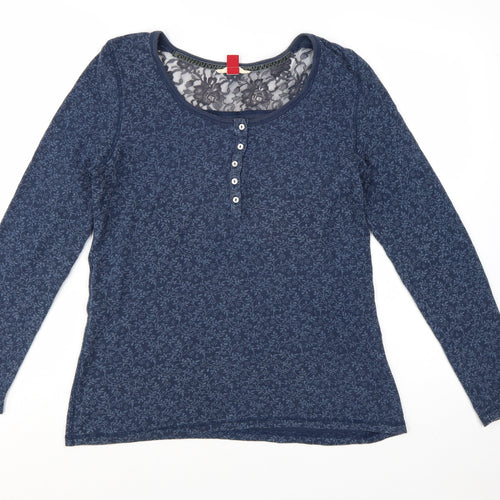 Falmer Heritage Women’s Blue Lace Panel Long Sleeve Jersey Top Size 14