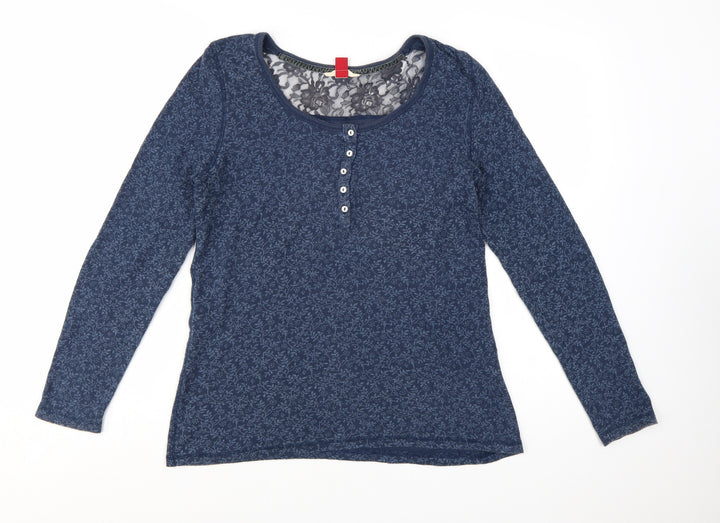 Falmer Heritage Women’s Blue Lace Panel Long Sleeve Jersey Top Size 14