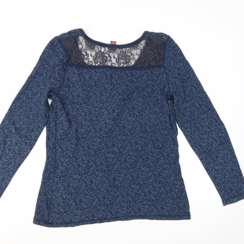 Falmer Heritage Women’s Blue Lace Panel Long Sleeve Jersey Top Size 14