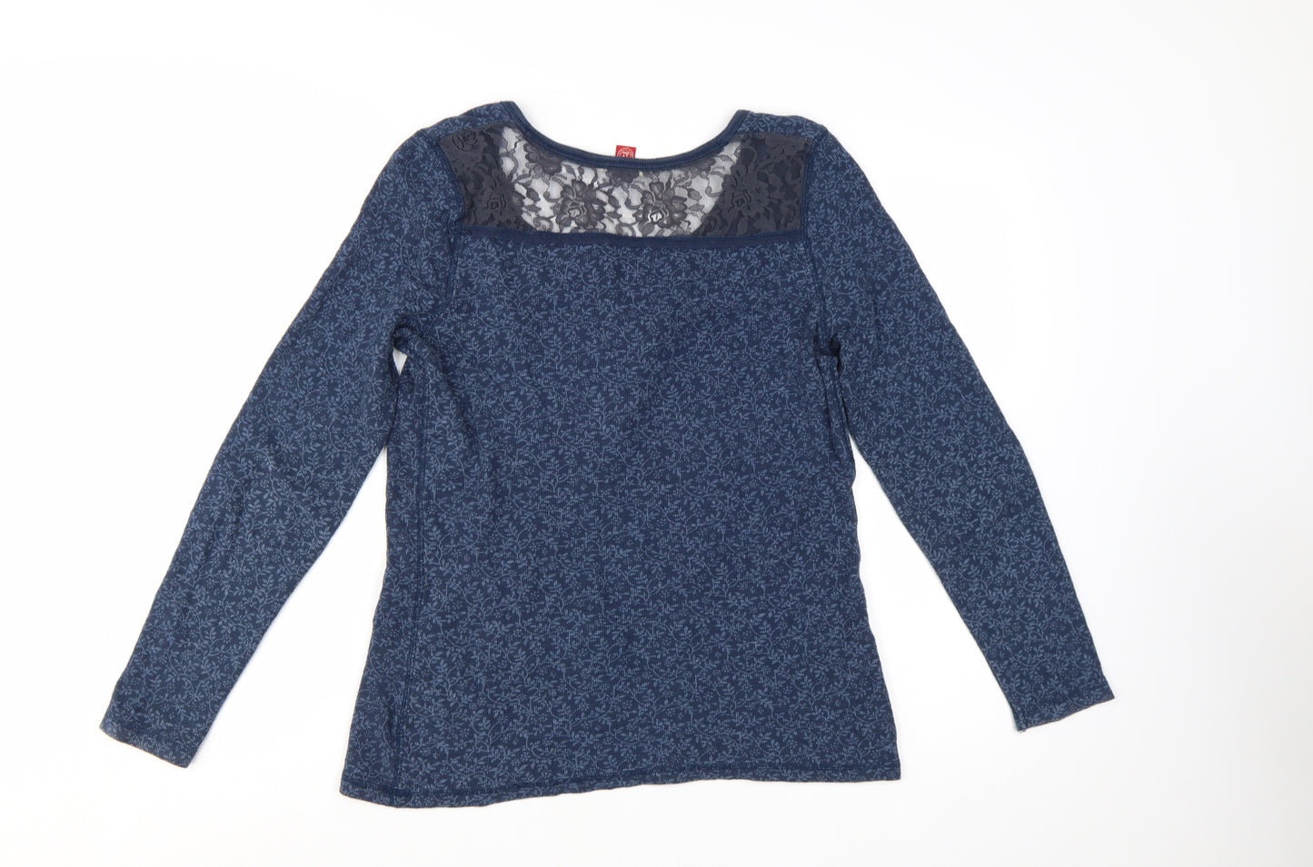 Falmer Heritage Women’s Blue Lace Panel Long Sleeve Jersey Top Size 14