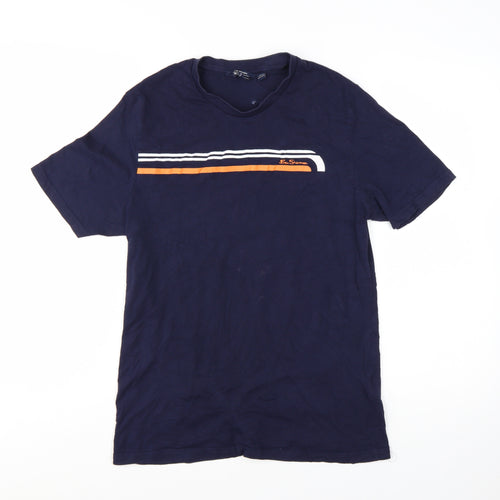 Ben Sherman Men's Blue Small Retro Colourblock Cotton T-Shirt
