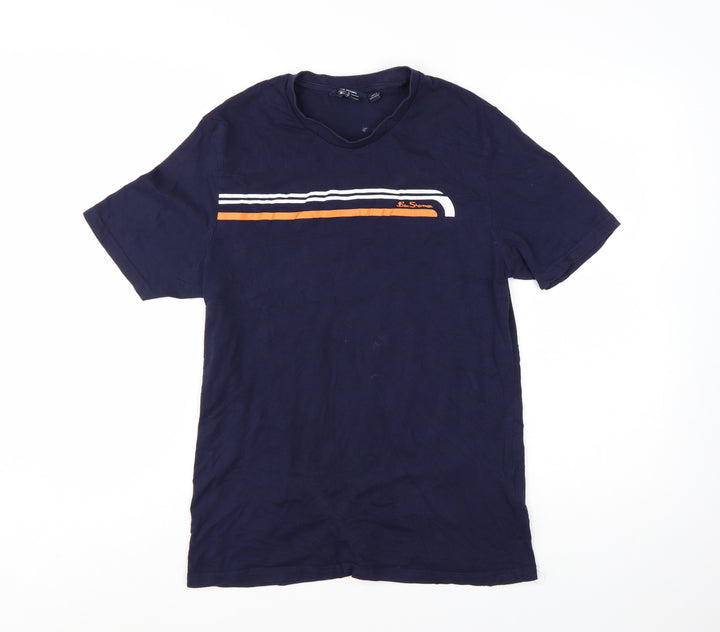 Ben Sherman Men's Blue Small Retro Colourblock Cotton T-Shirt