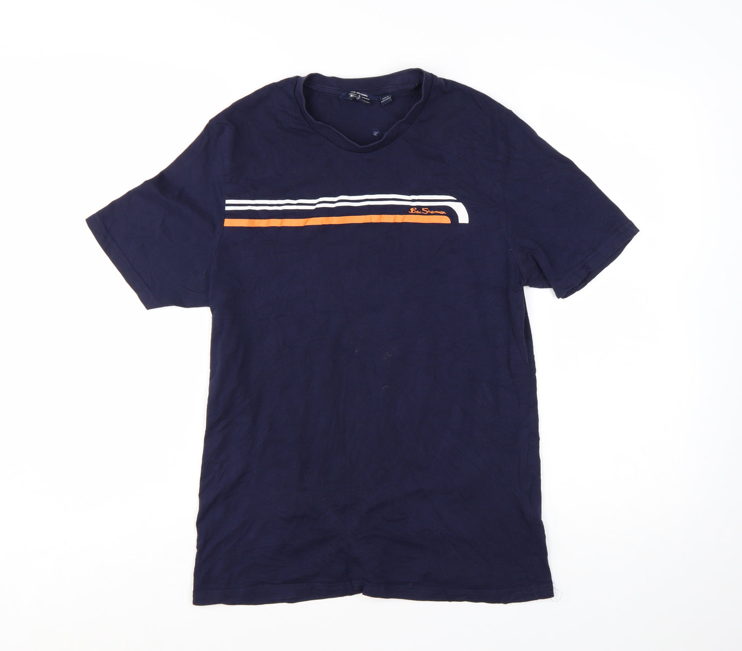 Ben Sherman Men's Blue Small Retro Colourblock Cotton T-Shirt
