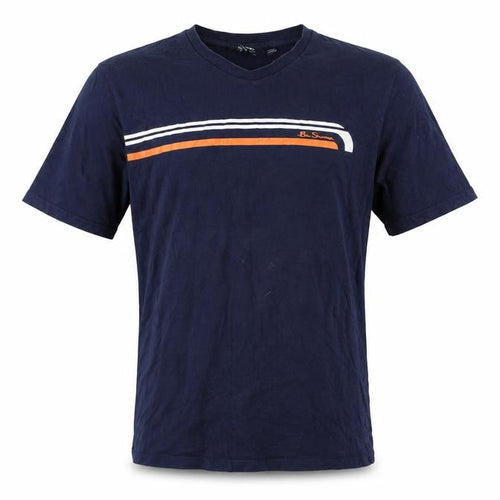 Ben Sherman Men's Blue Small Retro Colourblock Cotton T-Shirt