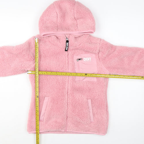 DKNY Teens Pink Fleece Hooded Zip Jacket Size 10