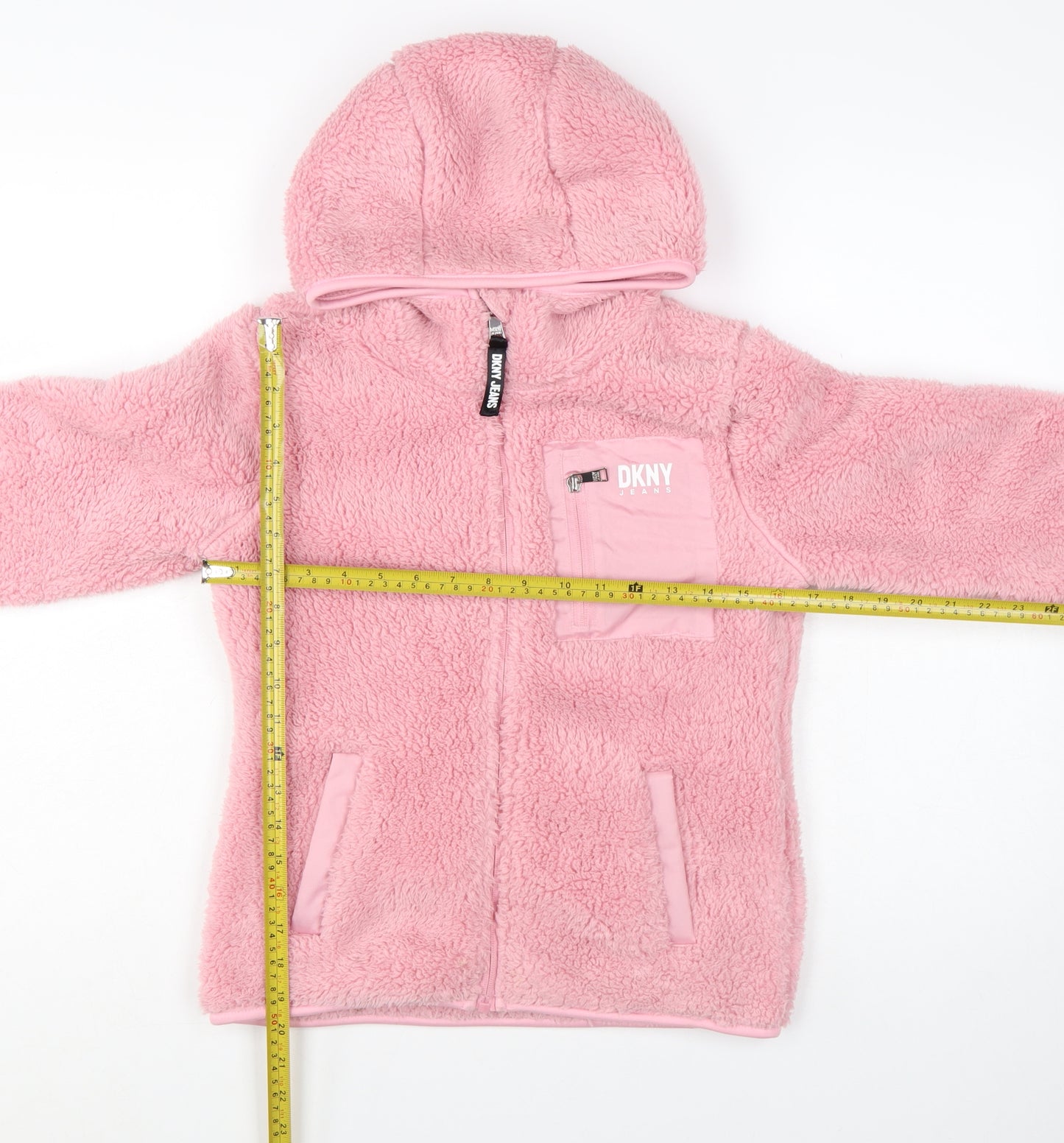 DKNY Teens Pink Fleece Hooded Zip Jacket Size 10