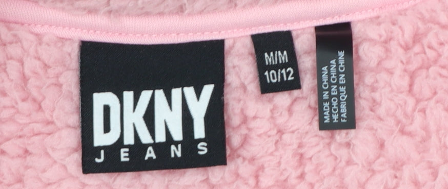 DKNY Teens Pink Fleece Hooded Zip Jacket Size 10