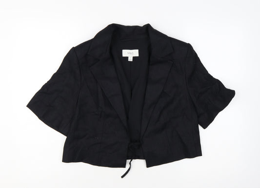 Marks and Spencer Women's Black Cropped Linen Blend Blazer Size 12