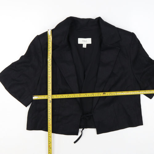 Marks and Spencer Women's Black Cropped Linen Blend Blazer Size 12
