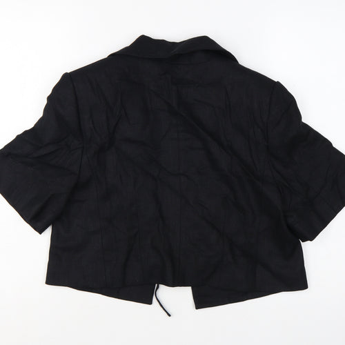 Marks and Spencer Women's Black Cropped Linen Blend Blazer Size 12