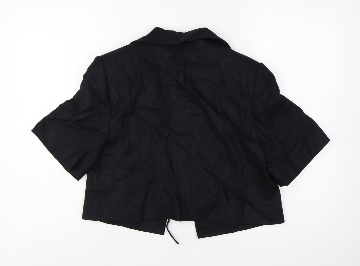 Marks and Spencer Women's Black Cropped Linen Blend Blazer Size 12