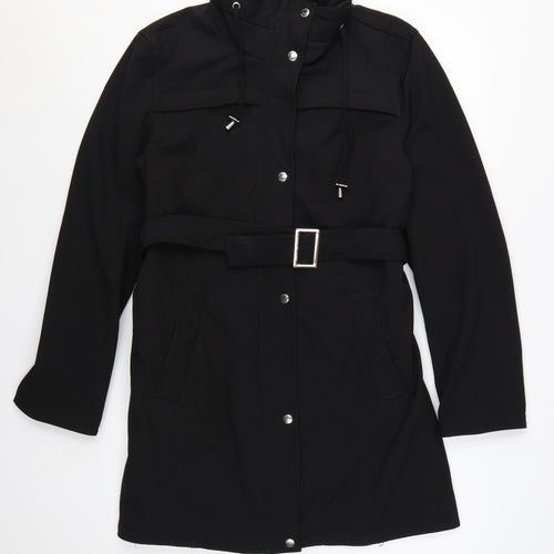 Michael Kors Women's Black Belted Long Trench Coat Size L