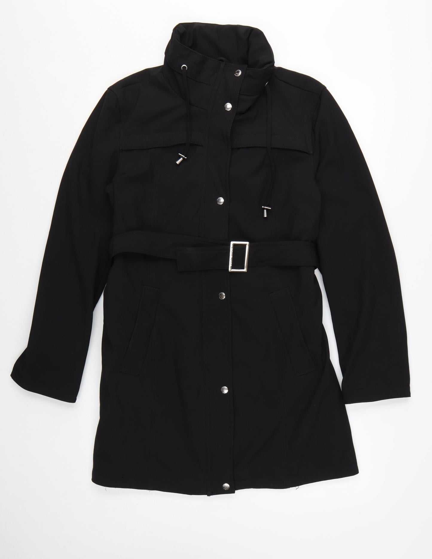 Michael Kors Women's Black Belted Long Trench Coat Size L