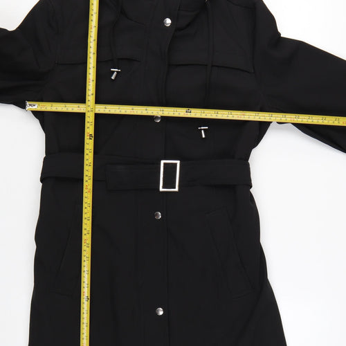 Michael Kors Women's Black Belted Long Trench Coat Size L