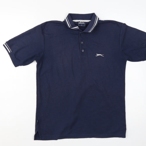 Slazenger Men's Navy Blue Polo Shirt Size S Short Sleeve Classic Fit