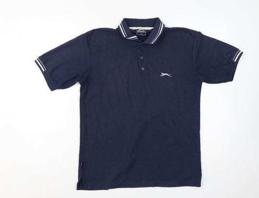 Slazenger Men's Navy Blue Polo Shirt Size S Short Sleeve Classic Fit