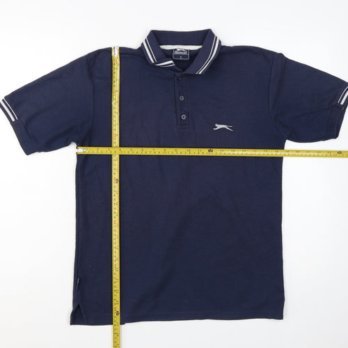 Slazenger Men's Navy Blue Polo Shirt Size S Short Sleeve Classic Fit