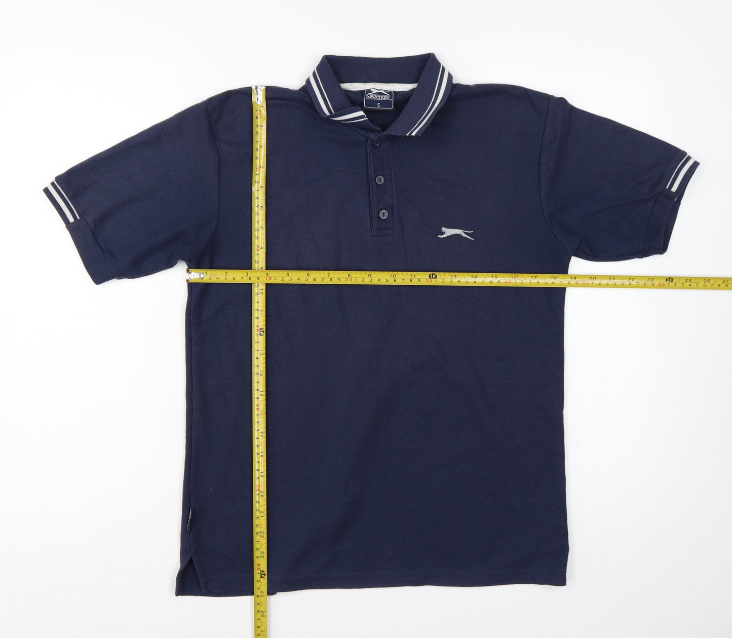 Slazenger Men's Navy Blue Polo Shirt Size S Short Sleeve Classic Fit