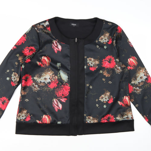 Klass Women's Black Red Floral Bomber Jacket Size 20