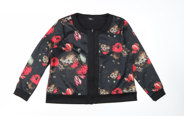 Klass Women's Black Red Floral Bomber Jacket Size 20