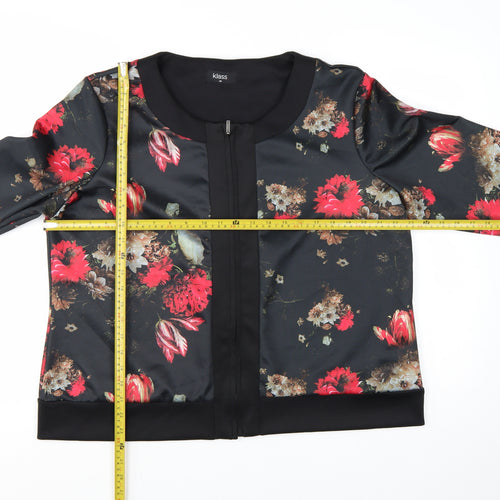 Klass Women's Black Red Floral Bomber Jacket Size 20