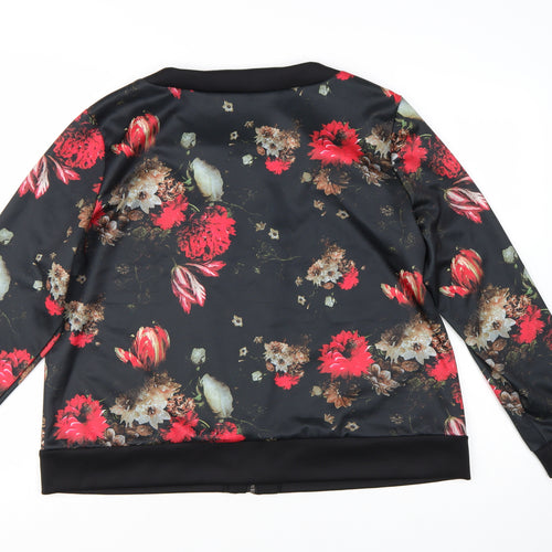 Klass Women's Black Red Floral Bomber Jacket Size 20