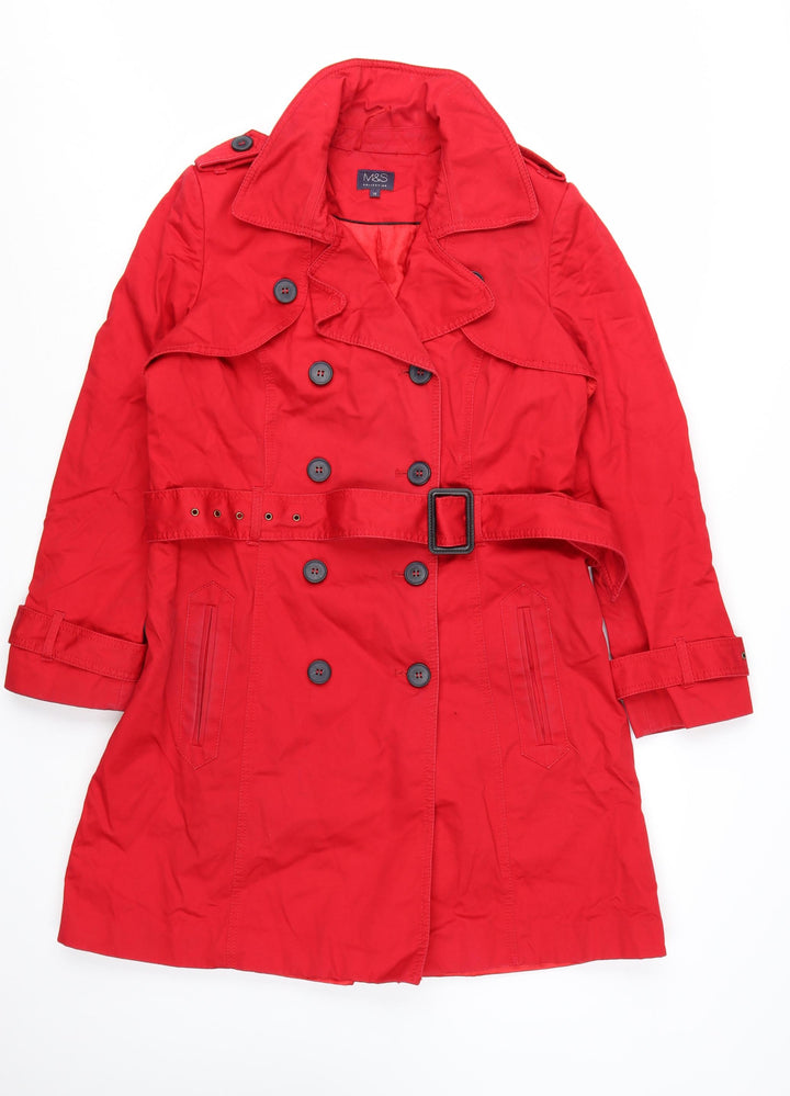 Marks and Spencer Women's Red Belted Trench Coat UK 12