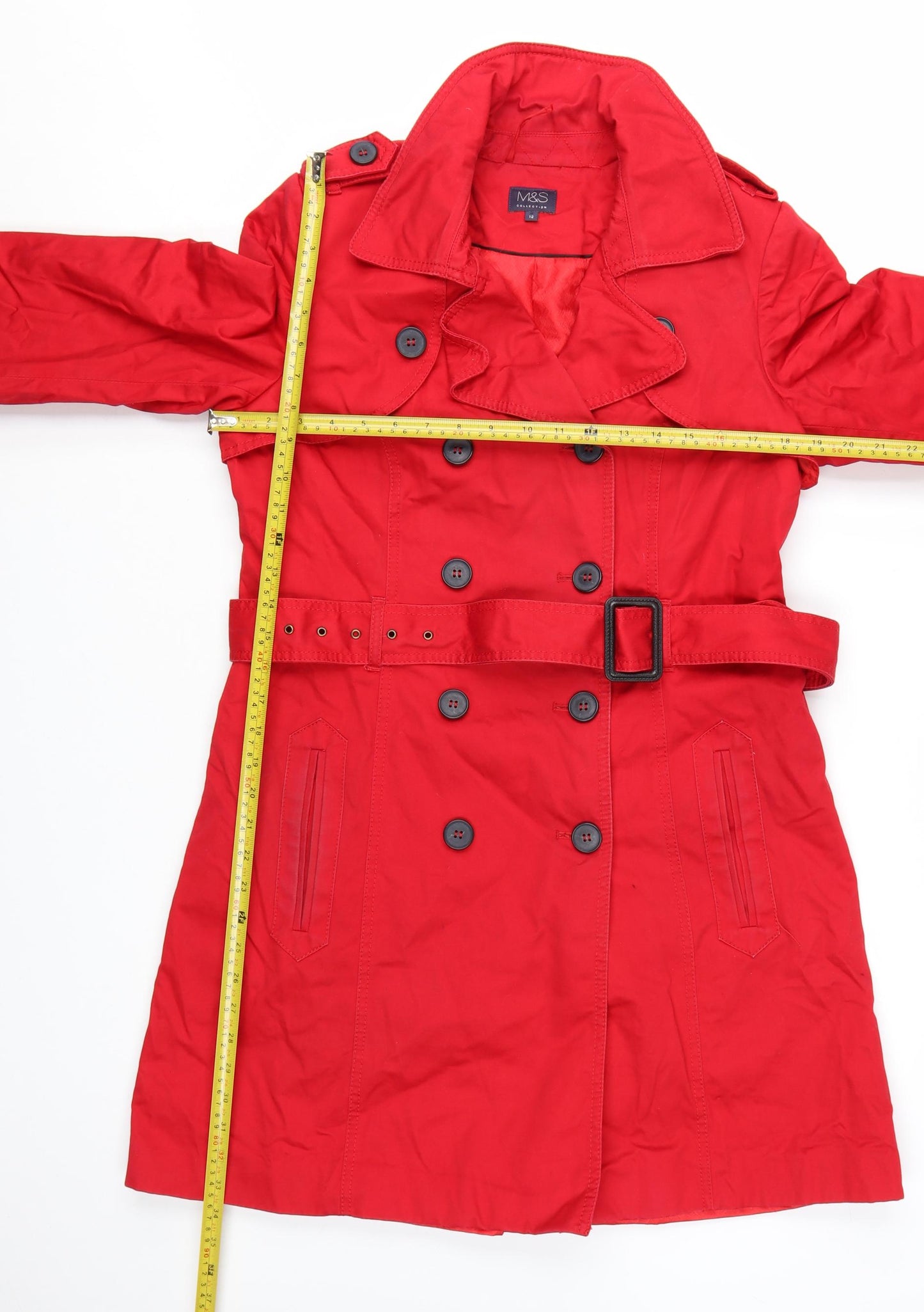 Marks and Spencer Women's Red Belted Trench Coat UK 12