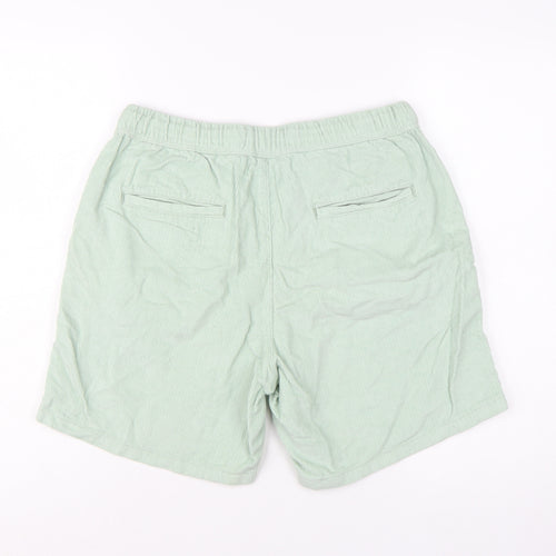 Topman Men's Green Cotton Corduroy Drawstring Shorts Size 32