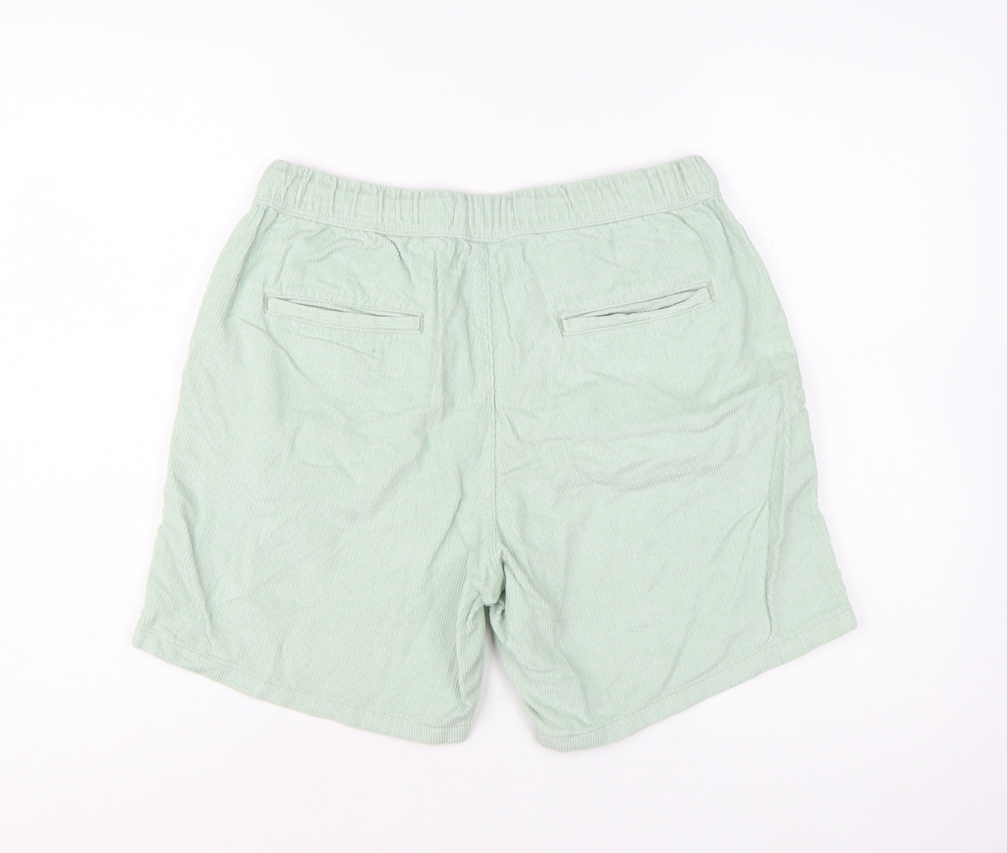 Topman Men's Green Cotton Corduroy Drawstring Shorts Size 32