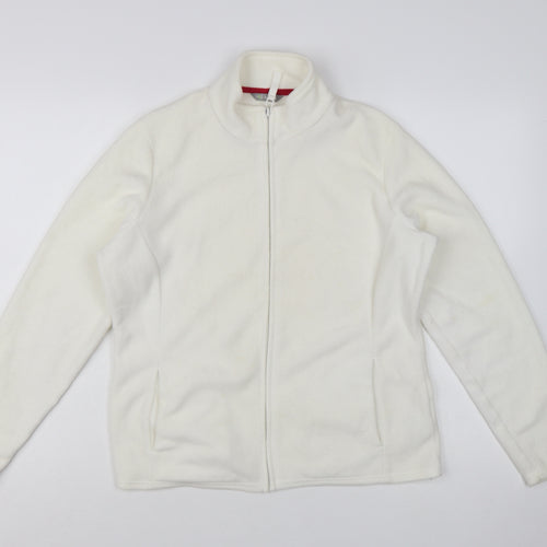 Marks and Spencer Women White Fleece Full Zip Jacket Size 16