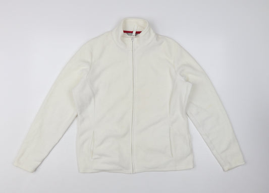 Marks and Spencer Women White Fleece Full Zip Jacket Size 16