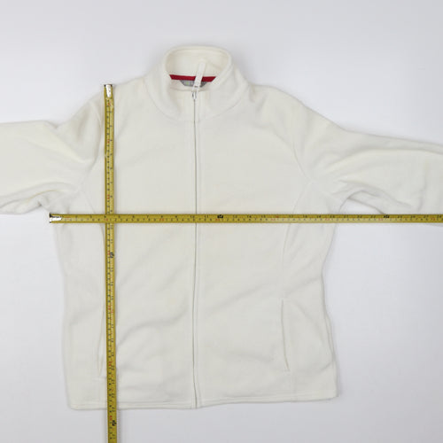 Marks and Spencer Women White Fleece Full Zip Jacket Size 16