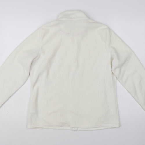 Marks and Spencer Women White Fleece Full Zip Jacket Size 16