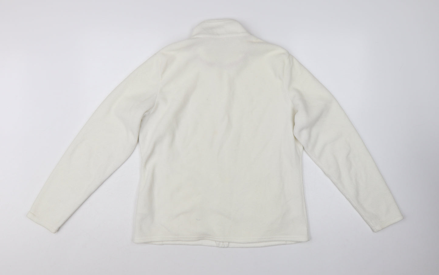 Marks and Spencer Women White Fleece Full Zip Jacket Size 16