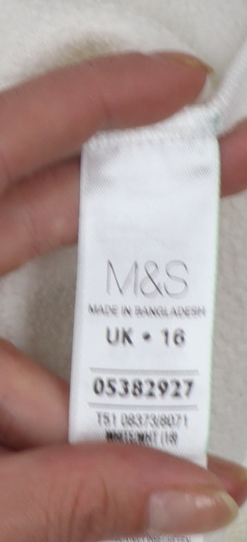 Marks and Spencer Women White Fleece Full Zip Jacket Size 16
