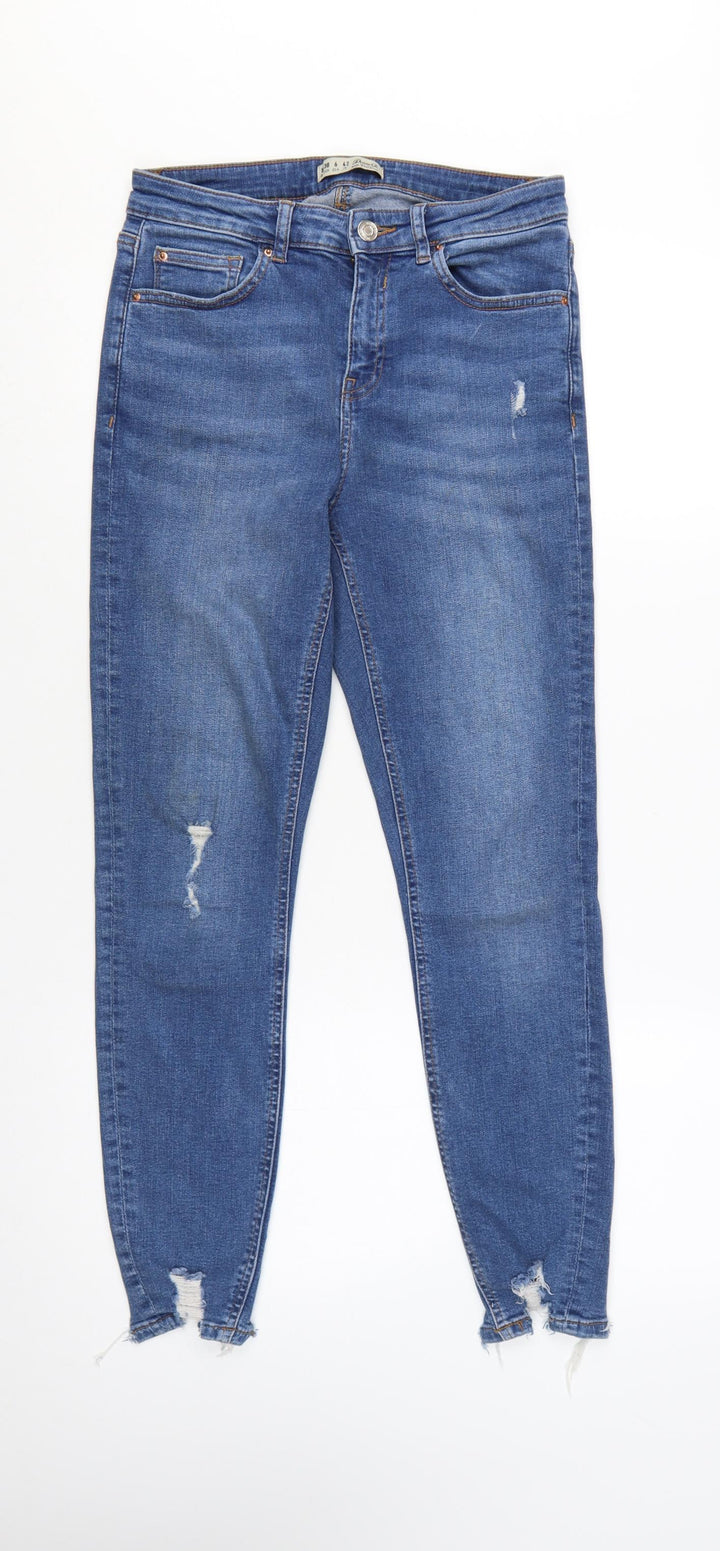 Denim Co. Women's Blue Size 10 Skinny Distressed Jeans
