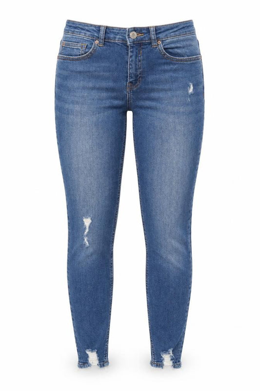 Denim Co. Women's Blue Size 10 Skinny Distressed Jeans