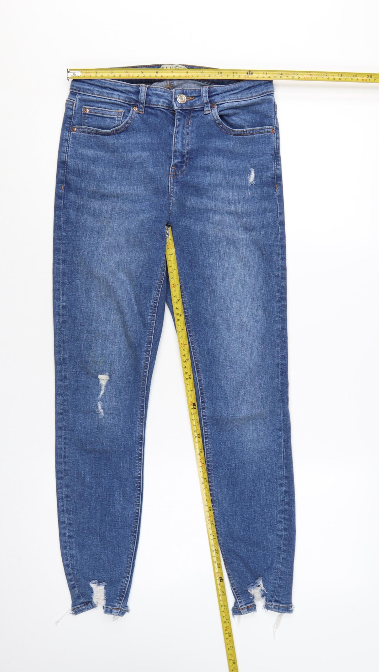 Denim Co. Women's Blue Size 10 Skinny Distressed Jeans