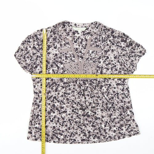Rocha John Rocha Women's Beige Floral Crochet Tunic Blouse Size 16